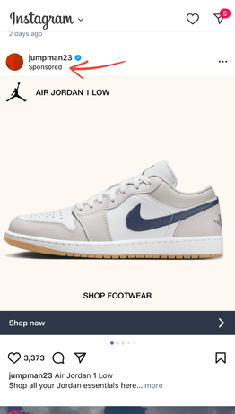 Social media ad example